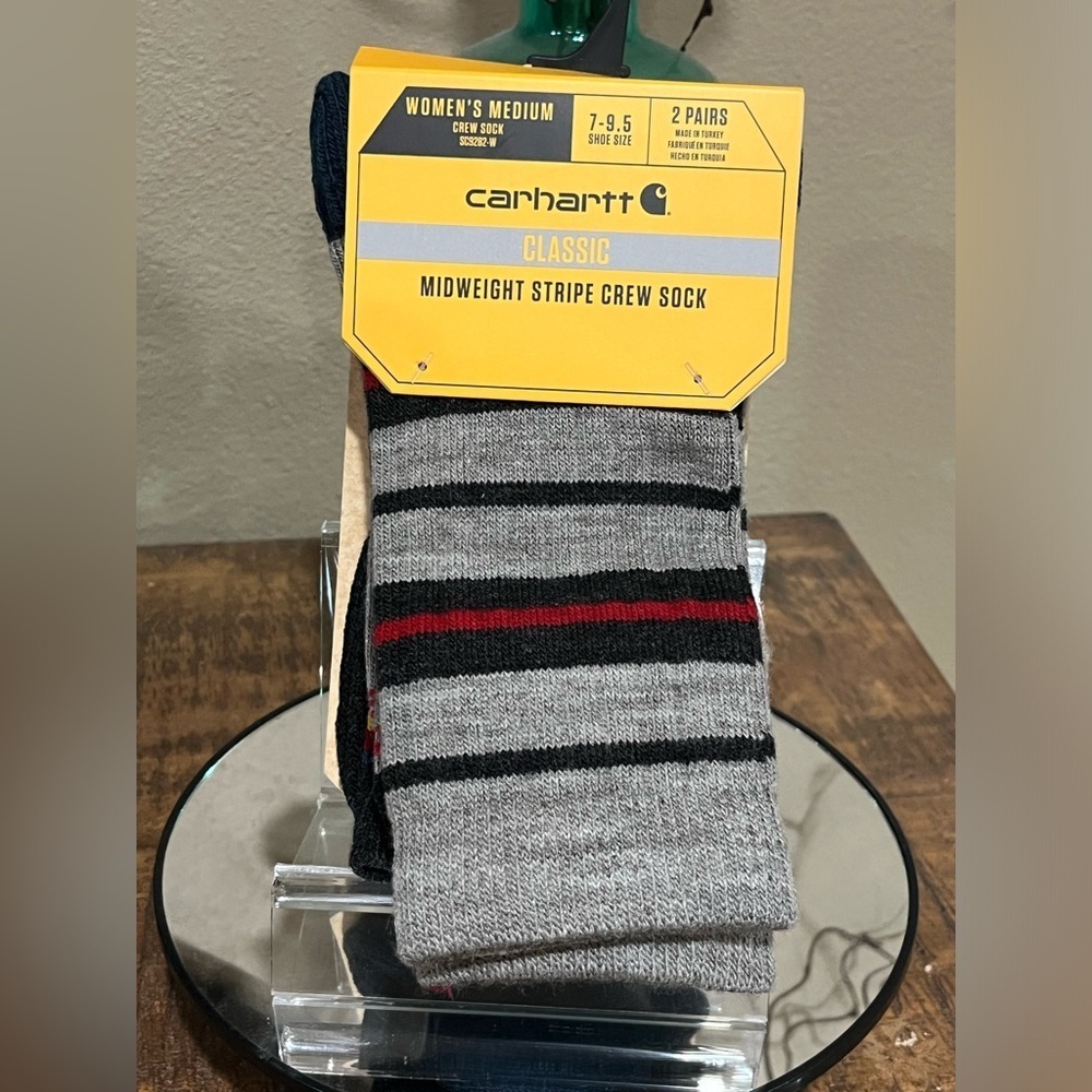 Carhartt Classic Mid-weight Stripe Crew Socks, two pair, new!